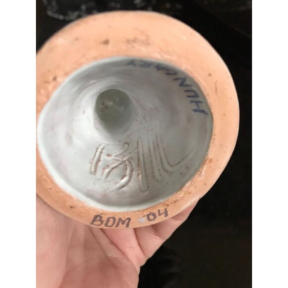 Vtg Hungarian Candle Holder Folkloric Ceramic Hand Painted Angel Miniature Taper - Picture 10 of 10